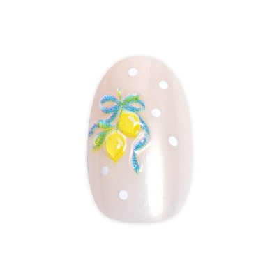 Olive & June Pressies Fake Nails - Katie J - S/M Round - Lemon Polka Dot Party
