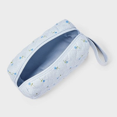 Girls' Floral Quilted Cosmetic Pouch - art class Blue