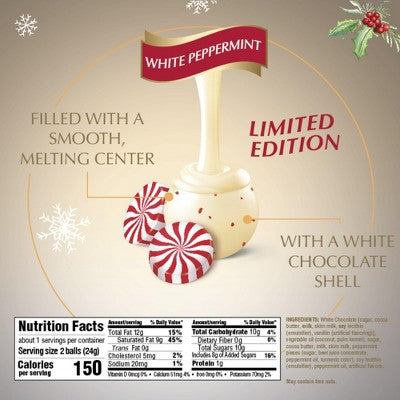 Lindt LINDOR Christmas White Chocolate Peppermint Candy Truffles - 0.8oz