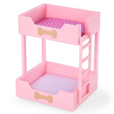 Our Generation Puppy Dreams Pink Bunk Bed with Pet Dog Plush Dollhouse Set: Fits 18" Dolls, Includes 11 Doll Accessories