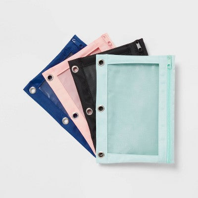 Mesh Binder Pencil Pouch Teal - up&up