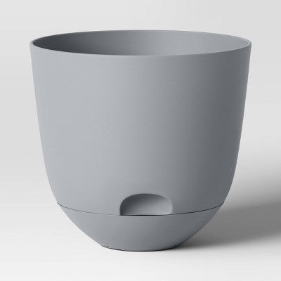 Self-Watering Plastic Indoor Outdoor Planter Pot Gray 8"x8" - Room Essentials