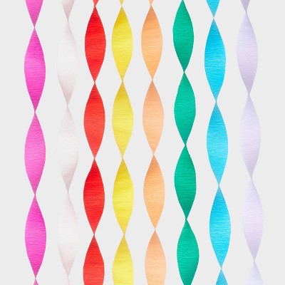8pk Paper Rainbow Crepe Streamer - Spritz