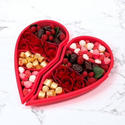 Cook With Color Valentine Best Friends Heart-Shaped Snack Box Red