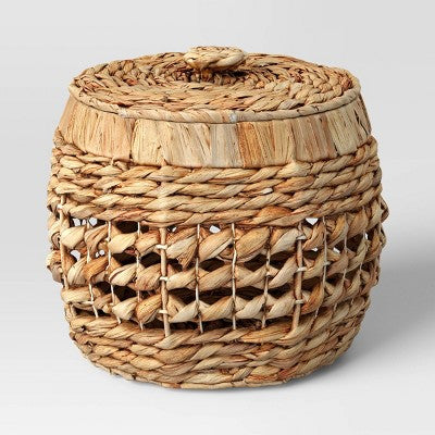 Round Water Hyacinth Basket with Lid - Threshold