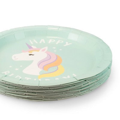 20ct 9.8" Unicorn 'Happy Birthday' Dinner Plates