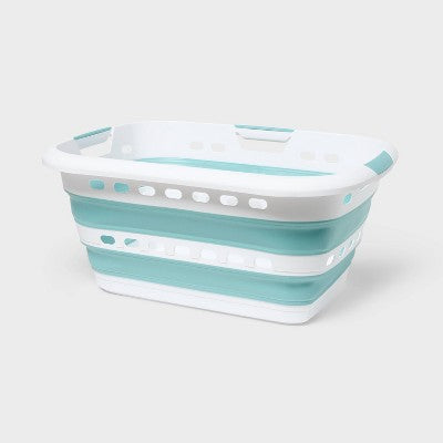 47.6L Collapsible Laundry Hamper Aqua - Brightroom (LOCAL PICKUP ONLY)