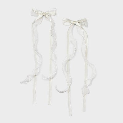 Tulle Bow Barrette 2 Pack - Wild Fable Ivory