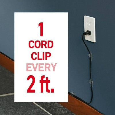 Command 4ct Round Cord Clips - Clear: Adhesive Hooks for Cables & Strips, Plastic