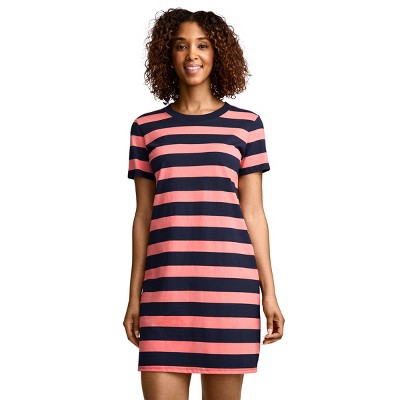 Jockey Women's Organic Cotton T-Shirt Dress S Pink Stripe