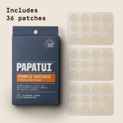 Papatui Men's Pimple Patch with Hydrocolloid Technology Dermatologist Tested - 36ct: Non-Toxic, Unscented, Normal and Acne-Prone Skin