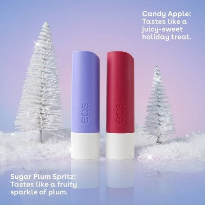 eos Holiday Lip Balm - Sugar Plum Spritz & Candy Apple - 0.28oz/2pk: Moisturizing, Stick, 2-Pack