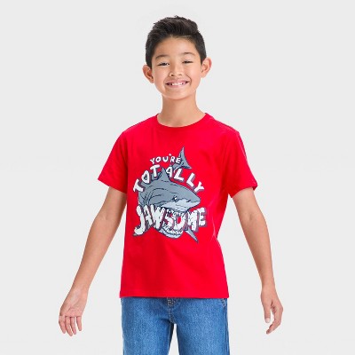 Boys' Short Sleeve Shark Graphic T-Shirt - Cat & Jack Red M