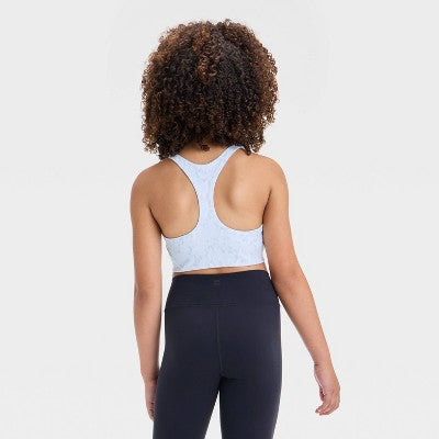 Girls' Racerback Sports All In Motion Light Blue Leopard Print L