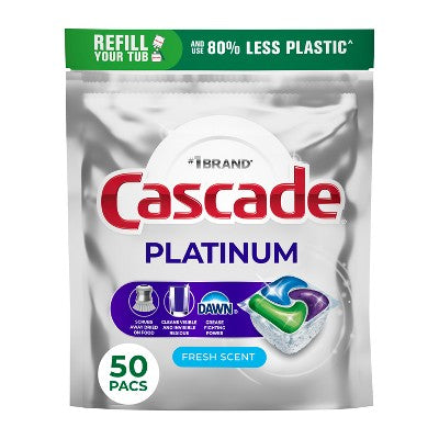 Cascade Platinum Action Pacs Dishwasher Detergent - Fresh - 50ct