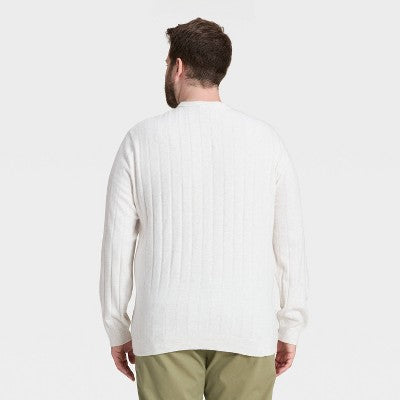 Men's Big & Tall Soft Knit Drop Stitch Sweater - Cream 4XLT