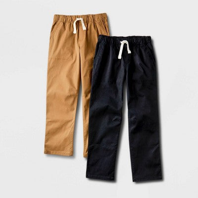 Boys' 2pk Stretch Straight Fit Woven Pull-On Pants 10