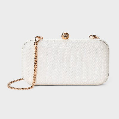 Woven Minaudiere Clutch Crossbody Bag - A New Day Cream