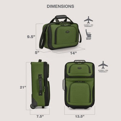 U.S. Traveler Rio 2pc Expandable Softside Carry On Luggage Set - Dark Green