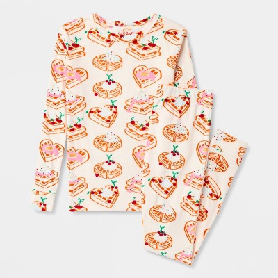Girls' Long Sleeve Snuggly Soft Pajama Set Cat & Jack Off-White 6