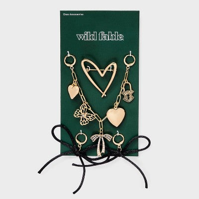 Hearts and Bows Shoe Charm Set - Wild Fable Gold