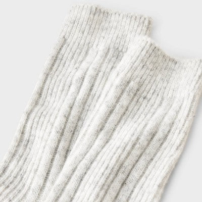 Women's Textured Ribbed Super Soft Crew Boot Socks - Auden Ivory Heather 4-10