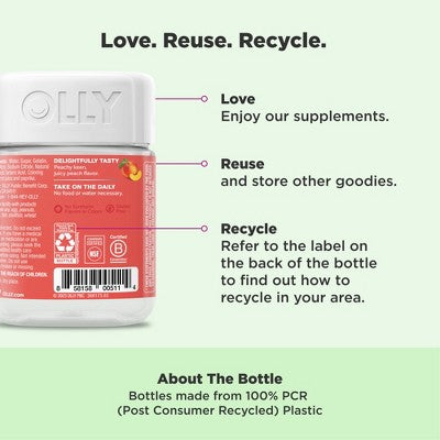 OLLY Probiotic + Prebiotic Gummies - Peachy Peach- 60ct