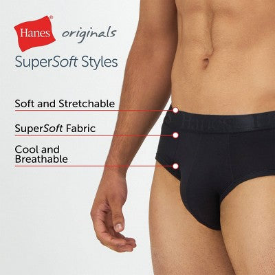 Hanes Originals Premium Men's SuperSoft Briefs 3pk - Blue/Black S