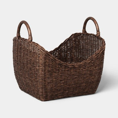 Large Dark Stain Rattan Basket Brown - Threshold (LOCAL PICKUP ONLY)