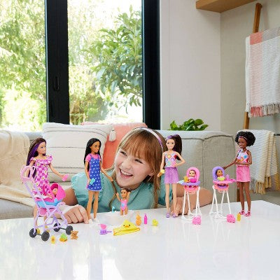Barbie Skipper Babysitters Inc. Playset with Friend Doll, Toddler Doll, High Chair & 8 Accessories