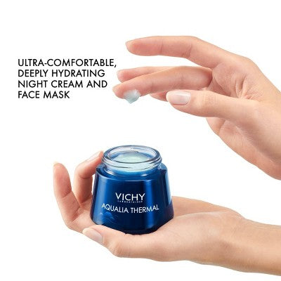 Vichy Aqualia Thermal Night Spa Cream and Face Mask, Anti-Fatigue with Hyaluronic Acid - 2.54oz