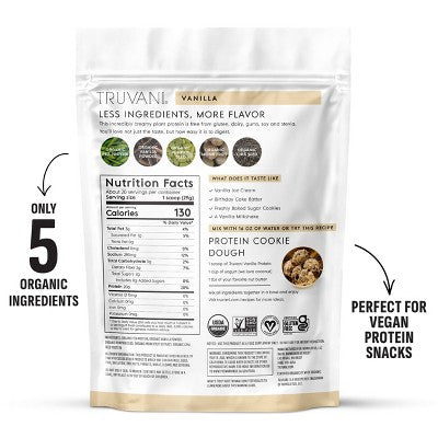 Truvani Organic Plant Based Vegan Protein Powder - Vanilla - 10.47oz/10 Servings