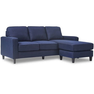 Harmon Track Arm Sectional Sofa Navy - Serta: Contemporary Reversible Chaise, Loose Cushions, Pine Frame, 3-Seater (LOCAL PICKUP ONLY)