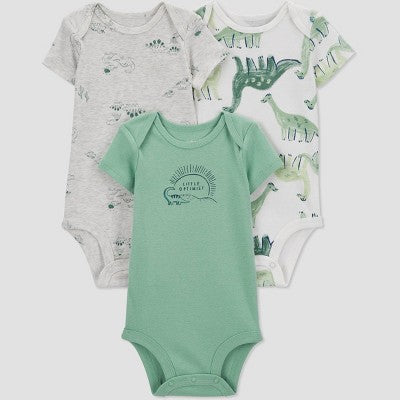 Carter's Just One You Baby Boys' 3pk Bodysuit-Green/Gray Newborn