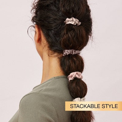scunci Classic Comfort Mini Satin Scrunchies - Pinks/Tans - All Hair - 5pcs