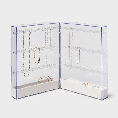 Folding Acrylic Accessory Organizer - Brightroom: Clear Jewelry Storage, Necklace & Earring Holder, 3-Piece Set