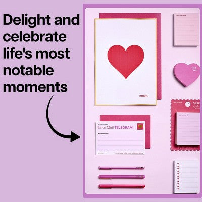 Noted by Post-it 6ct With Love Telegram Cards Valentine's Day