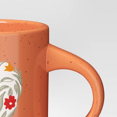 16oz Stoneware Heart Phrase/Print Mug Orange - Threshold: Coffee Mug, Microwave & Dishwasher Safe, 16oz Capacity