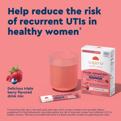 Uqora Flush Advanced+ Urinary Tract Drink Mix Dietary Supplement Powder - 10ct