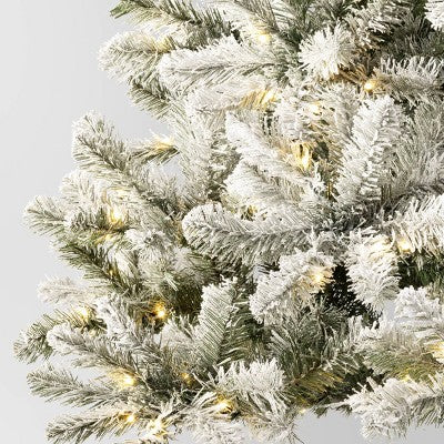 9' Pre-lit Flocked Full Alberta Spruce Artificial Christmas Tree White LED Lights - Wondershop (LOCAL PICKUP ONLY)