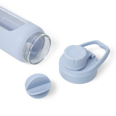Blogilates 19ozGlass Protein Shaker Bottle with Silicone Sleeve - Blue