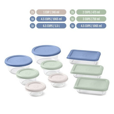 Ello Everyday 18pc Mixed Food Storage container Set Garden Harmony