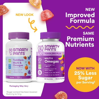SmartyPants Toddler Plus Multivitamin & Omegas Gummies with Vitamins C, D3, B12 & Zinc - 60ct
