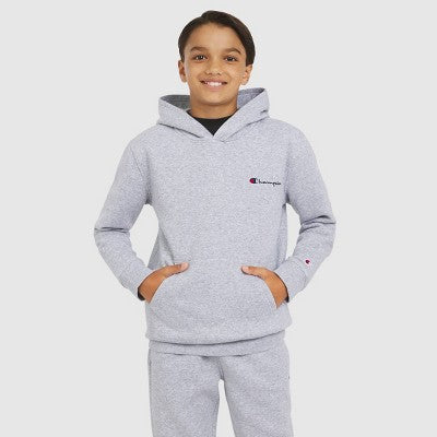 Champion Kid's Fleece Pullover Hoodie - Heathered Gray L