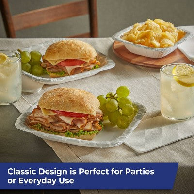 Hefty Extra Deep Square Disposable Plates 8.5" - 40ct: Paper, Abstract Pattern