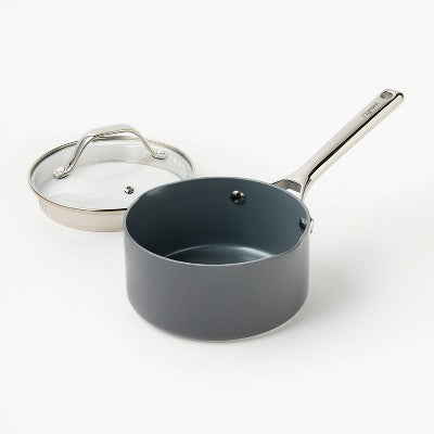 1.5qt Nonstick Ceramic Coated Aluminum Sauce Pan Dark Gray - Figmint