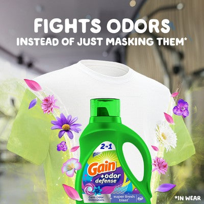 Gain Odor Defense Liquid Laundry Detergent - Super Fresh Blast - 194 fl oz