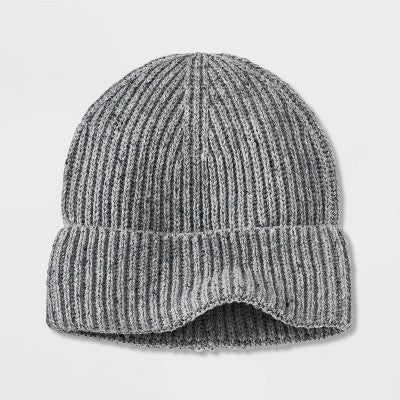 Men's Ribbed Plaited Beanie - Goodfellow & Co Light Gray