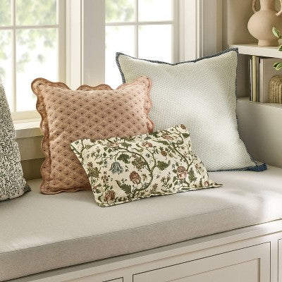 Oversized Square Cotton Linen Texture with Tassel Cream or Blue - Threshold Design with Studio McGee (LOCAL PICKUP ONLY)
