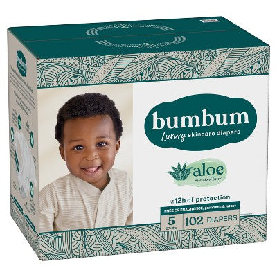 bumbum Luxury Skincare Disposable Diapers - Size 5 - 102ct